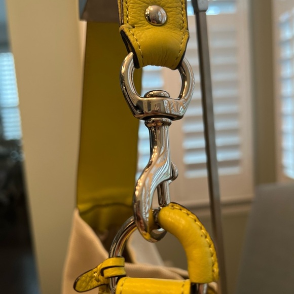 Coach Avery Hobo F28911 Natural & Chartreuse Canvas Leather Shoulder Bag - Picture 5 of 15